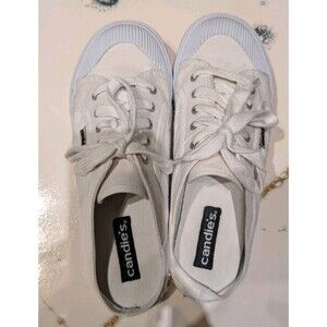 Vintage 90's Candie's Canvas Mule White Shoes Women's 8,5 Beraly Used.